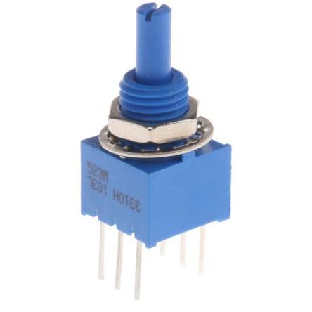Potenciometr, průměr hřídele: 3.18 mm 1otáčkový, řada: 3310 10 kΩ 20 % 0.25 W 3310H-001-103L Rotační, Montáž do panelu,
