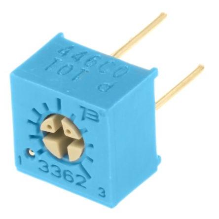 Ladicí potenciometr 100 Ω 10 % ±100 ppm/°C 0.5 W Horní nastavení 1otáčkový, Průchozí otvor, Kolík, řada: 3362 Bourns