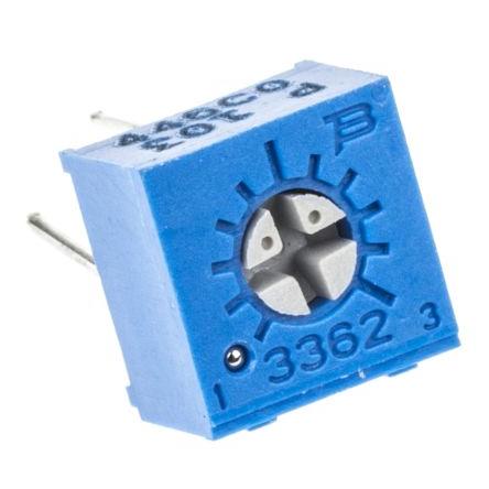 Ladicí potenciometr 10 kΩ 10 % ±100 ppm/°C 0.5 W Horní nastavení 1otáčkový, Průchozí otvor, Kolík, řada: 3362 Bourns