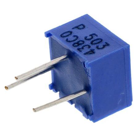 Ladicí potenciometr 50 kΩ 10 % ±100 ppm/°C 0.5 W Horní nastavení 1otáčkový, Průchozí otvor, Kolík, řada: 3362 Bourns