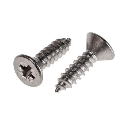 RS PRO Samořezný šroub, Obyčejný, Nerezová ocel hlavice Zapuštěná, délka: 13 mm