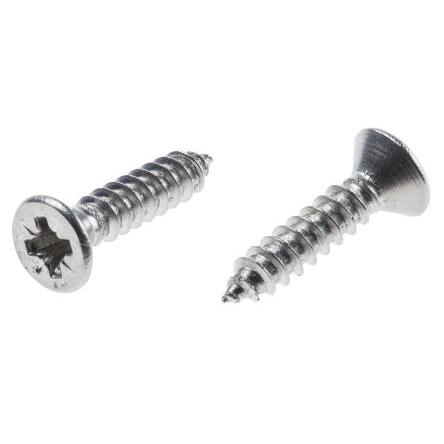 RS PRO Samořezný šroub, Obyčejný, Nerezová ocel hlavice Zapuštěná, délka: 19 mm