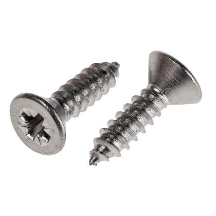 RS PRO Samořezný šroub, Obyčejný, Nerezová ocel hlavice Zapuštěná, délka: 19 mm