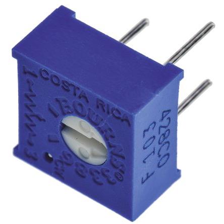 Ladicí potenciometr 10 kΩ 10 % ±100 ppm/°C 0.5 W Horní nastavení 1otáčkový, Průchozí otvor, Kolík, řada: 3386 Bourns