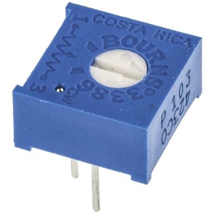 Ladicí potenciometr 10 kΩ 10 % ±100 ppm/°C 0.5 W Horní nastavení 1otáčkový, Průchozí otvor, Kolík, řada: 3386 Bourns