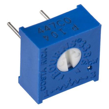 Ladicí potenciometr 100 kΩ 10 % ±100 ppm/°C 0.5 W Horní nastavení 1otáčkový, Průchozí otvor, Kolík, řada: 3386 Bourns