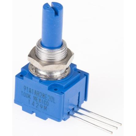 Potenciometr, průměr hřídele: 6.35 mm 1otáčkový, řada: 91 100 kΩ 10 % 0.5 W 91A1A-B28-E20L Rotační, Montáž do panelu 1