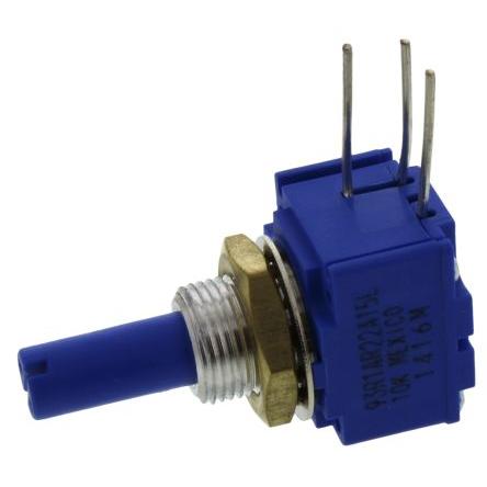 Potenciometr, průměr hřídele: 6 mm 1otáčkový, řada: 93 10 kΩ 10 % 2 W 93R1A-R22-A15L Rotační, Montáž do panelu, Průchozí