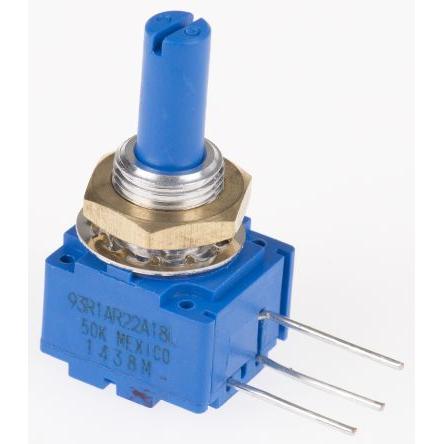 Potenciometr, průměr hřídele: 6 mm 1otáčkový, řada: 93 50 kΩ 10 % 2 W 93R1A-R22-A18L Rotační, Montáž do panelu, Průchozí