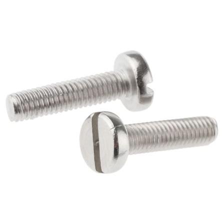 RS PRO Šroub s nízkou půlkulovou hlavou Drážka, Obyčejný, Nerezová ocel hlavice Kónická 12 mm