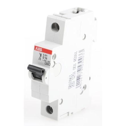 ABB Miniaturní jistič, rozsah: System Pro M Compact 1pólový 16A vypínací výkon 6 kA, charakteristika: Typ D, rozsah: