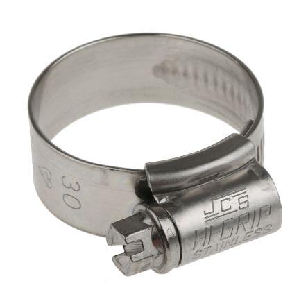 Hadicová a stahovací spona HGS30BP Šnekový převod, Nerezová ocel S šestihranným otvorem HI-GRIP 30 mm (vnitřní prům.)
