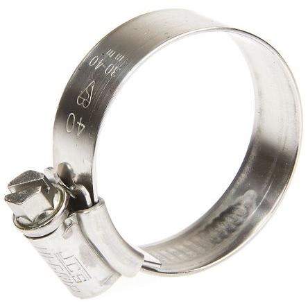 Hadicová a stahovací spona HGS40BP Šnekový převod, Nerezová ocel S šestihranným otvorem HI-GRIP 40 mm (vnitřní prům.)