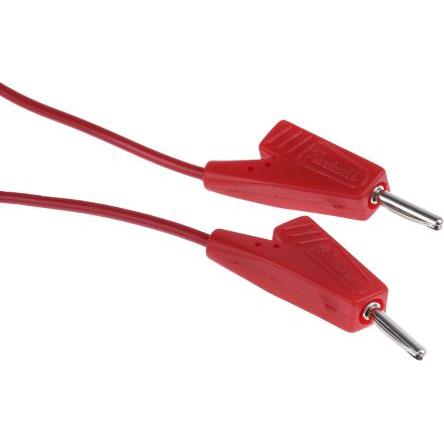Radiall Zkušební kabel s konektorem, Červená 5A, délka kabelů: 200 mm, 250V ac, Termoplast