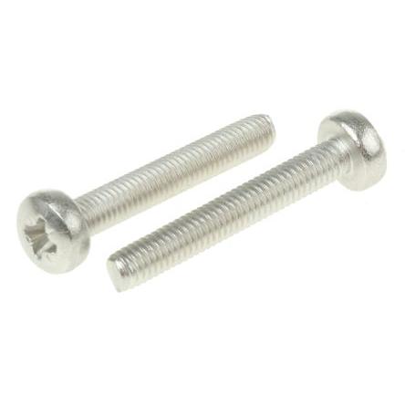 RS PRO Šroub s nízkou půlkulovou hlavou Pozidriv, Obyčejný, Nerezová ocel hlavice Kónická 20 mm