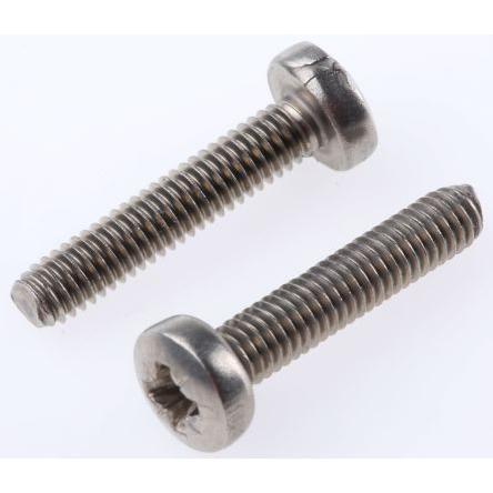 RS PRO Šroub s nízkou půlkulovou hlavou Pozidriv, Obyčejný, Nerezová ocel hlavice Kónická 20 mm