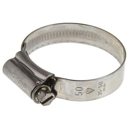 Hadicová a stahovací spona HGS50BP Šnekový převod, Nerezová ocel S šestihranným otvorem HI-GRIP 50 mm (vnitřní prům.)