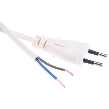 Napájecí šňůra 2 m, Bílá, A: Neuzavřený, B: CEE 7/16 euro zástrčka Polyvinylchlorid, 250V RS PRO