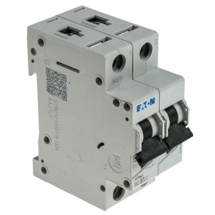 Eaton Miniaturní jistič, rozsah: FAZ 2pólový 1A vypínací výkon 10 kA, charakteristika: Typ S, rozsah: xEffect 230V ac 60