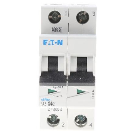 Eaton Miniaturní jistič, rozsah: xEffect 2pólový 4A vypínací výkon 10 kA, charakteristika: Typ S, rozsah: xEffect 230V