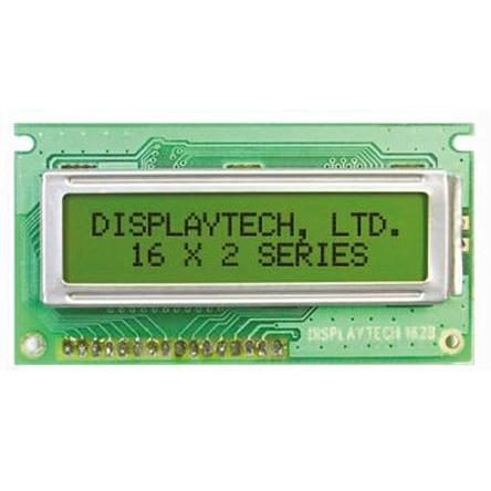 Monochromatický LCD displej Alfanumerické podsvícení LED Žlutá Paralelní Displaytech Zelená 2 x 16