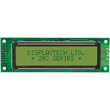 Monochromatický LCD displej Alfanumerické podsvícení LED Žlutá Paralelní Displaytech Zelená 2 x 20