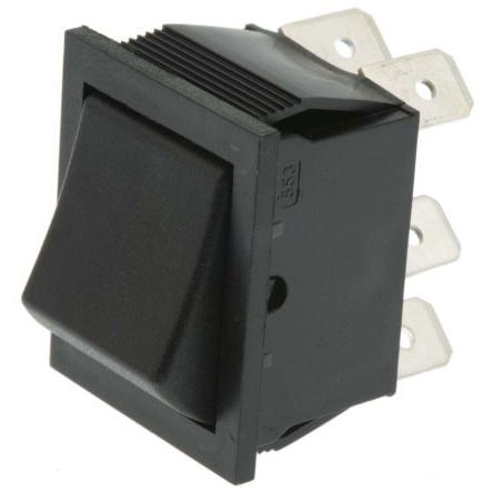 Arcolectric (Bulgin) Ltd Kolébkový spínač IP67 Zap-(zap), barva ovladače: Černá DPDT Panel zap-zap 16A