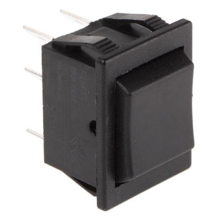 Arcolectric (Bulgin) Ltd Kolébkový spínač IP65 (Zap)-vyp-(zap), barva ovladače: Černá DPDT Panel Zap-vyp-zap 16A