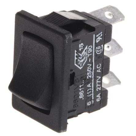 Arcolectric (Bulgin) Ltd Kolébkový spínač IP67 Zap-(zap), barva ovladače: Černá SPST Panel zap-zap 6A