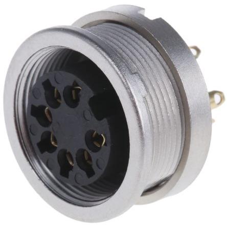 Lumberg Zásuvka DIN, řada: KFV, počet kontaktů: 7, velikost: M16, 60V ac, orientace těla: Rovný, IP40 5A DIN EN 60529,