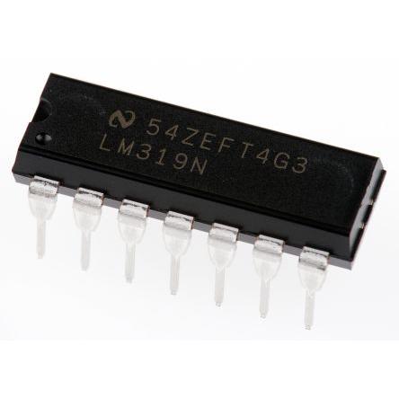 Texas Instruments Komparátor LM319N/NOPB Otevřený kolektor 0.08 μs, počet kanálů: 2, MDIP, počet kolíků: 14 kolíkový 36V