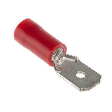 RS PRO Zásuvný konektor, řada: RS PRO Izolované, 6.35 x 0.8 mm, Červená Vnější, celková délka: 21mm, izolační: Vinyl,