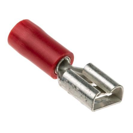RS PRO Zásuvný konektor, řada: RS PRO Izolované, 6.3 x 0.8 mm, Červená Vnitřní, celková délka: 20.5mm, izolační: Vinyl,