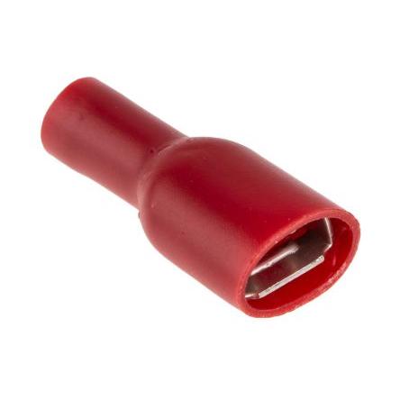 RS PRO Zásuvný konektor, řada: RS PRO Izolované, 6.3 x 0.8 mm, Červená Vnitřní, celková délka: 21.5mm, izolační: Vinyl,