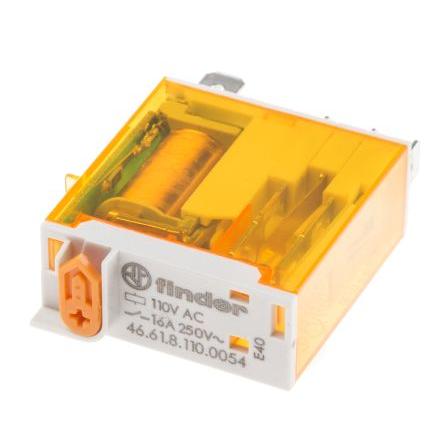 Finder Výkonové relé SPDT Montáž na plošný spoj 16A 110V ac 46