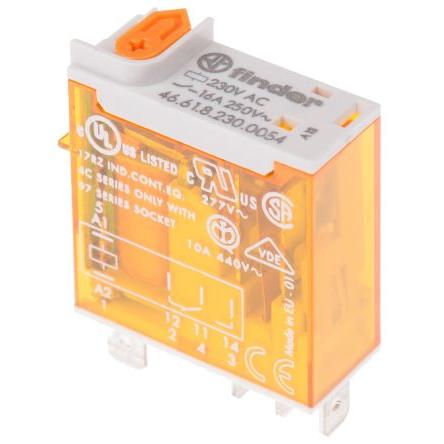 Finder Výkonové relé SPDT Montáž na plošný spoj 16A 230V ac 46