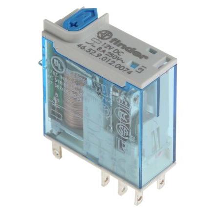 Finder Výkonové relé DPDT Montáž na plošný spoj 8A 12V dc 46
