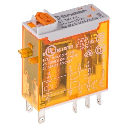 Finder Výkonové relé DPDT Montáž na plošný spoj 8A 24V ac 46