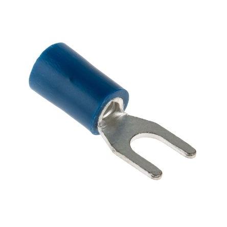 Vidlicová svorka, Izolované, M4 barva Modrá, max. AWG: 14 AWG, min. AWG: 16 AWG, RS PRO, izolační: Vinyl