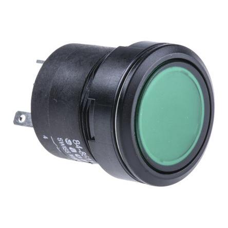 EAO Tlačítkový spínač, řada: 84 IP67 SPST Panel Okamžité Osvětlené 22.5 mm 200mA, barva LED: Zelená 42 V dc