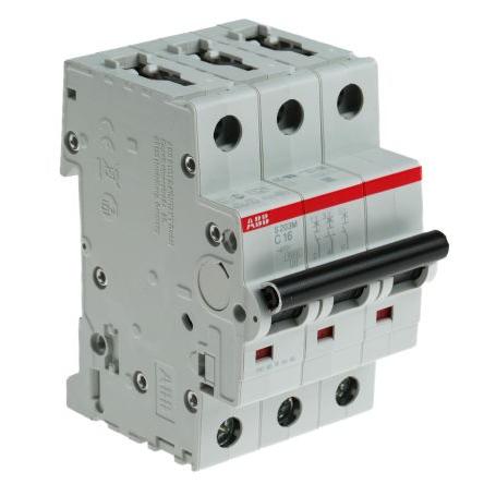 ABB Miniaturní jistič, rozsah: S200M 3pólový 16A vypínací výkon 10 kA, charakteristika: Typ C, rozsah: System Pro M
