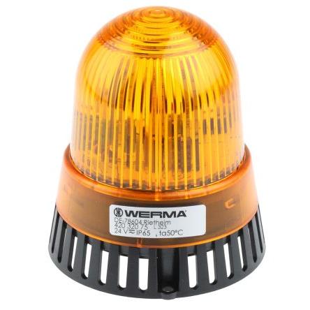 Werma Kombinace sirény a majáku, řada: 420 Stálé světlo Vícerozměrný zvukový signál barva Čirá 24V IP65 LED Základna CE