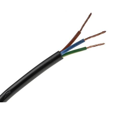 RS PRO Napájecí kabel 3žilový 100 m Polyvinylchlorid plášť, Černá, vnější průměr: 8 mm OD, 300V, 500 V 60 °C