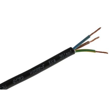 RS PRO Napájecí kabel, řada: H05RR-F 3žilový 50 m Pryž plášť, Černá, vnější průměr: 8.5 mm OD, 300V, 500 V 60 °C