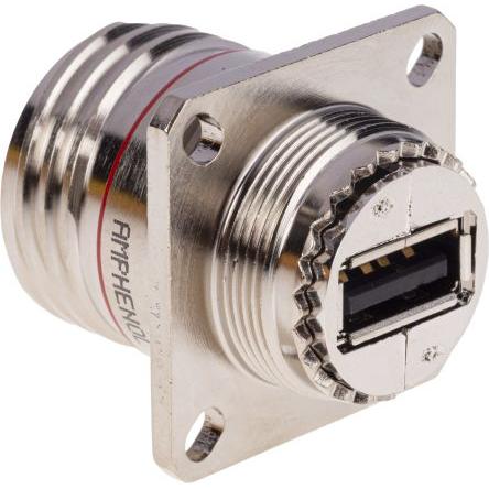 Amphenol Socapex Konektor USB, řada: USBFTV Vnitřní, počet portů: 1portový, orientace těla: Rovný USB typu A, 5V, Panel