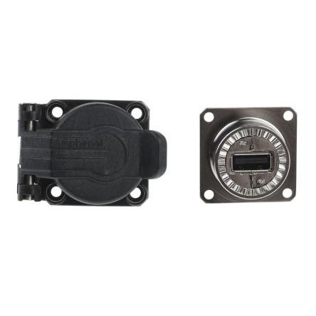 Amphenol Socapex Konektor USB, řada: USB Access Point Vnitřní, počet portů: 1portový, orientace těla: Rovný USB typu A,