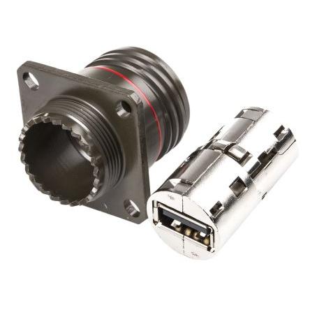 Amphenol Socapex Konektor USB, řada: USBFTV Vnitřní, počet portů: 1portový, orientace těla: Rovný USB typu A, 5V, Panel
