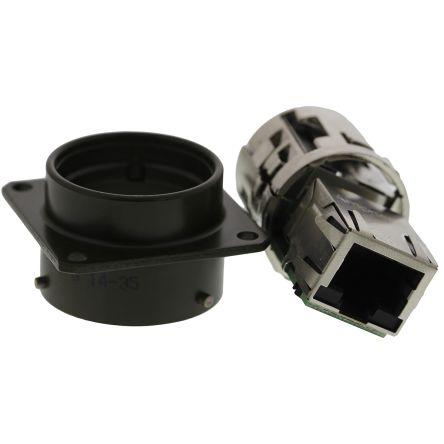 Amphenol Socapex Konektor RJ45, řada: RJF Vnitřní Cat5e, počet cest: 8, Rovný, Montáž do panelu Stíněné, počet portů: