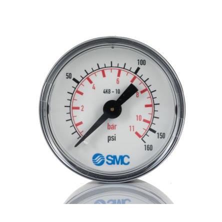 Tlakoměr Vnitřní, Vnější, Rychlá montáž, Se závitem 4K8-10 43 mm, 60 °C 10 bar 1 bar SMC