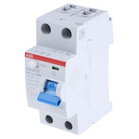 Jistič zbytkového proudu 2pólový Typ AC 40A 30 mA ABB St. RCCBs F200 F200 RoHS, CE